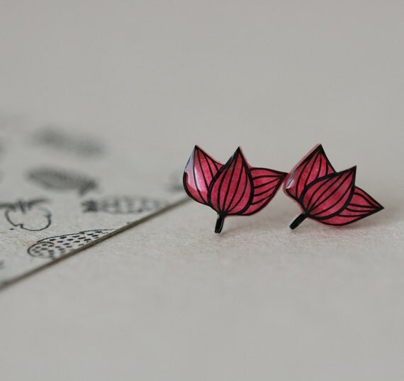 Items similar to Water Lilies Earring Studs on Etsy
