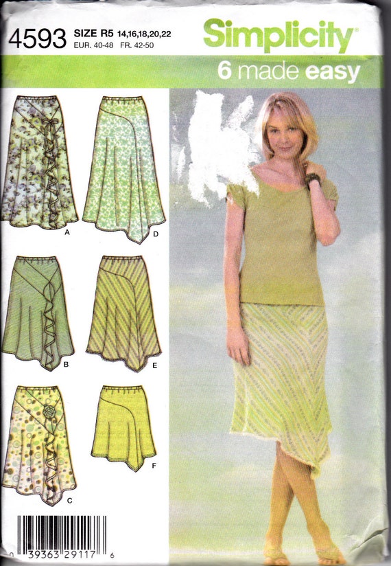 Simplicity 4593 Misses Bias Skirt Below Waist Flounce Elastic