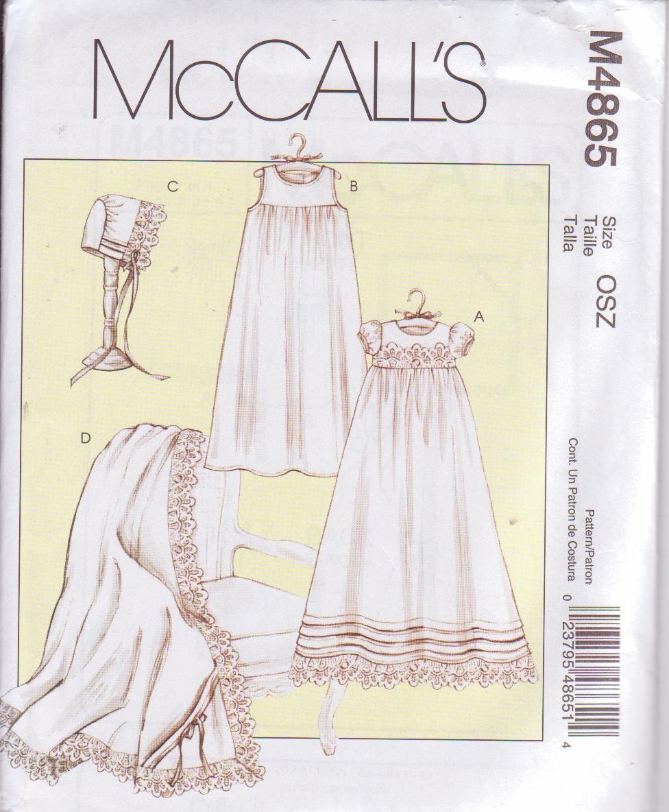 McCall's 4865 Sewing Pattern Baby Christening Baptism