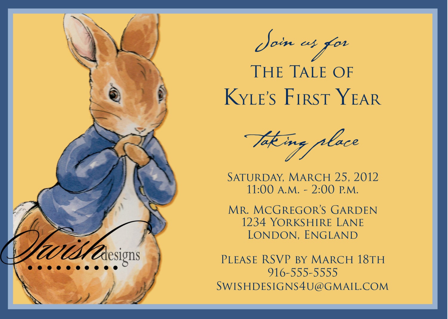 Peter Rabbit Inspired Birthday Party Printable by SwishPrintables