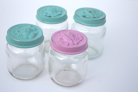 shabby cottage chic storage jars set of four by secondhandnews shabby cottage chic storage jars set of four by secondhandnews