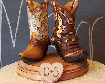 Wedding Cake Topper-His and Her Western Cowboy Boots
