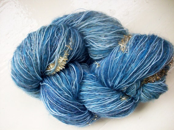 Hand painted novelty yarn 50g dark blue stormy by SpinningStreak