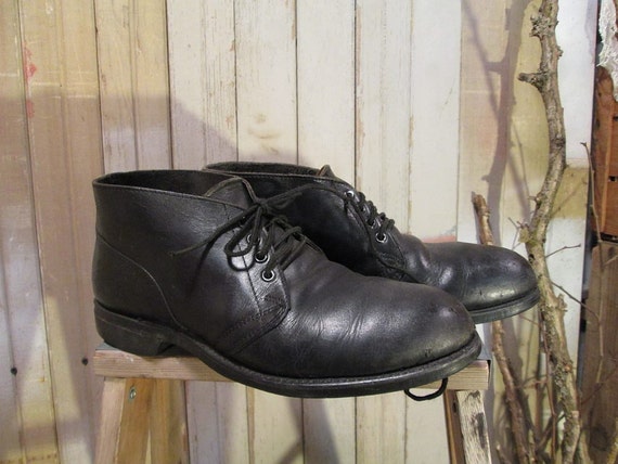 USN Black chukka boots Black Leather vintage by funkomavintage
