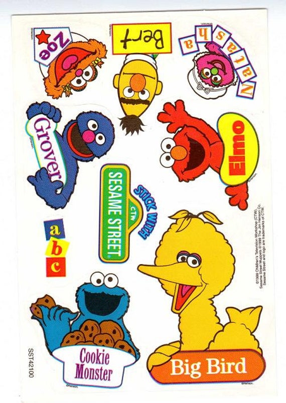 sesame street characters sticker sheet big bird grover cookie