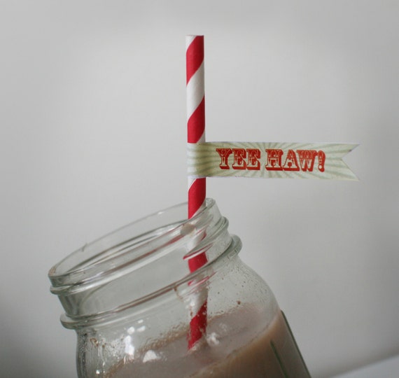 Printable Drink or Straw Flags for a Cowboy Party "Yee Haw" INSTANT Download Il_570xn