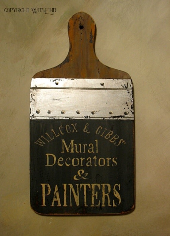 Items similar to Paint Brush sign original vintage ooak Store shop
