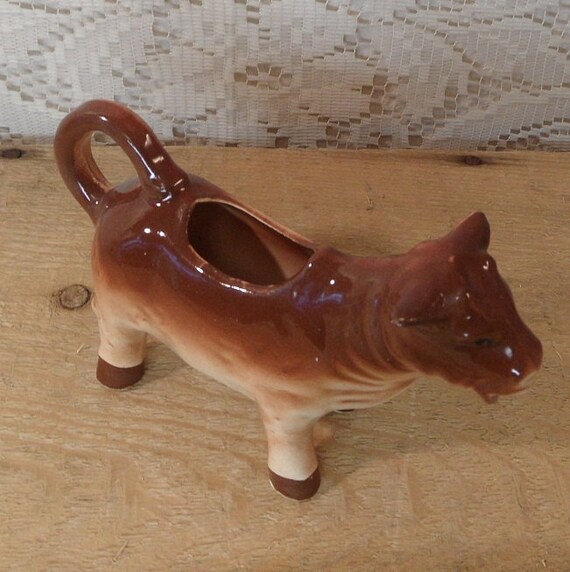 Vintage cow pitcher / creamer / brown made in Japan by VicsVintage