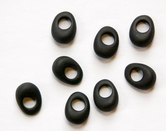 Vintage Oval Large Hole Drop Shaped Matte Black Lucite Beads Charms bds300C