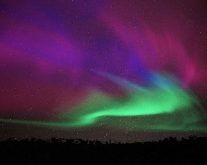 green and purple northern lights