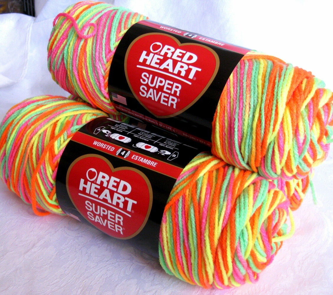 Red Heart Super Saver yarn DAY GLOW neon style yarn by crochetgal