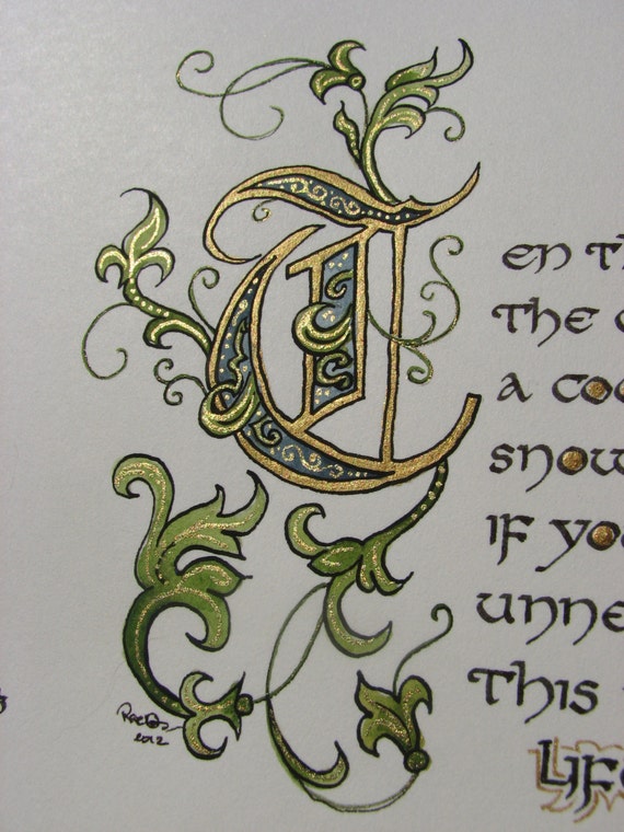 Illuminated Calligraphy Made To Order Commission Sample