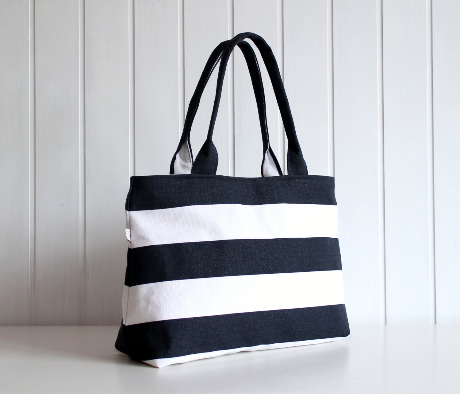 Hey Sailor.. Navy / White Bold Stripes Tote Bag / Beach Bag