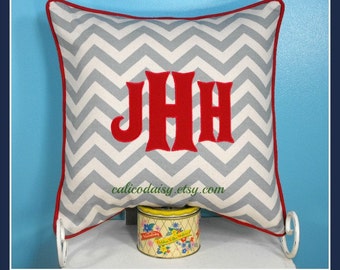 Heritage - Large Font Applique Monogrammed Pillow Cover Euro Sham - 20 x 20 square