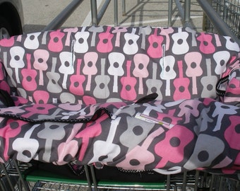 Shopping cart cover for girl Boutique Shopping Cart Cover.....Groovy Guitars Blossom Pink
