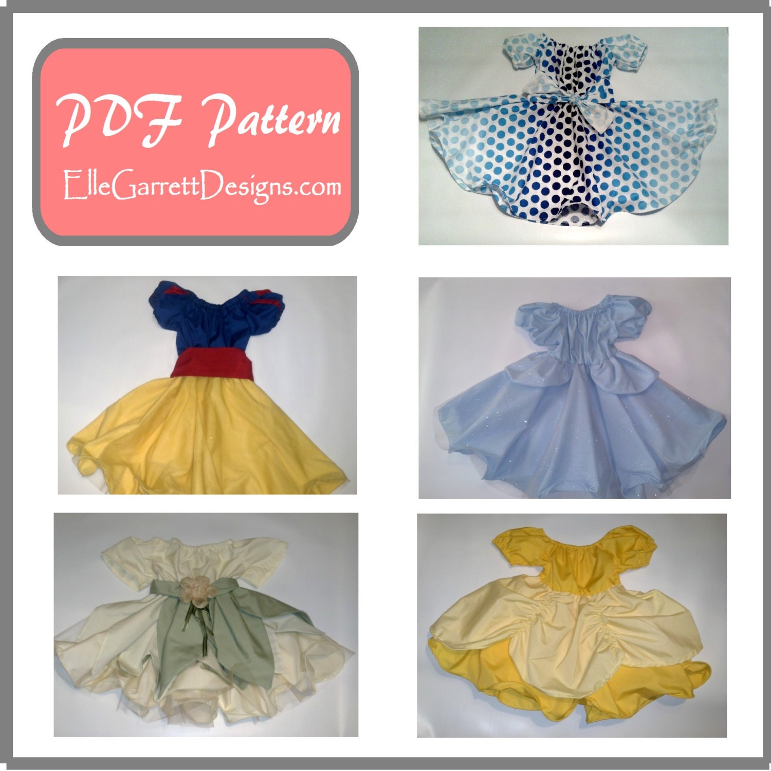 PDF Pattern Girls Princess Twirl Dress Collection size 6