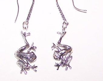 Sterling Silver 3D COQUI FROG Earrings - Islands, Puerto Rico, Totem