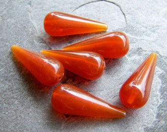 Vintage Lucite Beads-Vintage Lucite Carnelian Orange Teardrops-8