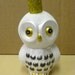 HALF PRICE SALE / little show owl with glitter crown / owl collector / ceramic owl decoration / owls / crown / owl with crown