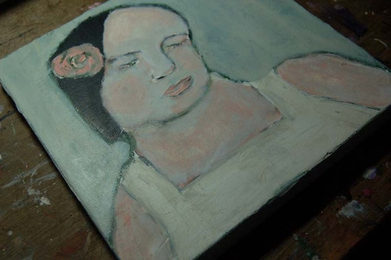Acrylic Portrait Painting - Girl, Eyes Closed, Muted Colors, Soft, Angelic, Peacefully, Calm, Sad, Melancholy