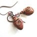 Mystery Stone Earrings Chunky Boho Dangles Copper Wire Wrapped