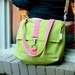 Canvas Tote in Green and Pink - SALE
