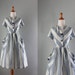 1950s Dress / Vintage 50s Blue Stripe Day Dress / Patch Pocket Full Skirt Fifties Dress