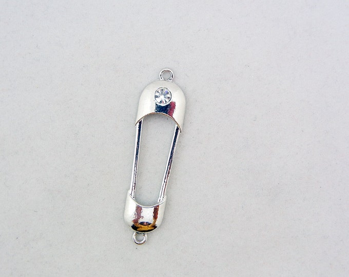 Silver-tone Safety Pin Connector Charm