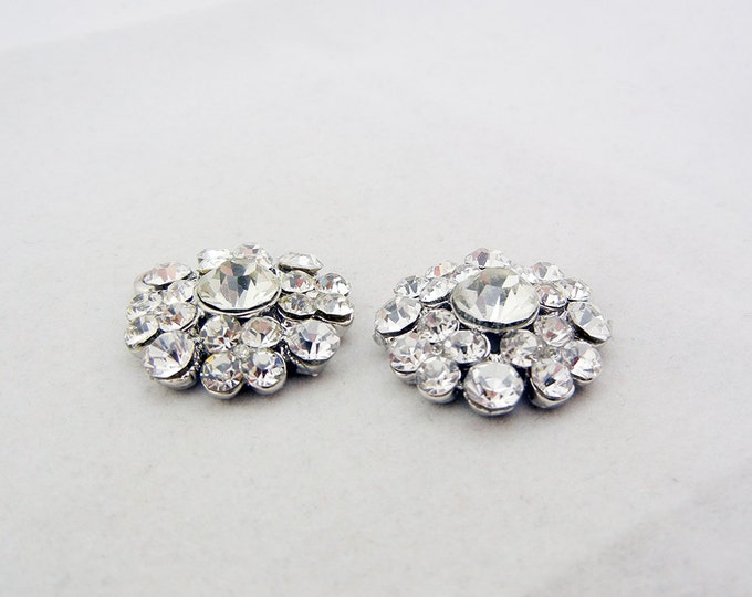 Pair of Clear Rhinestone Flower Charms