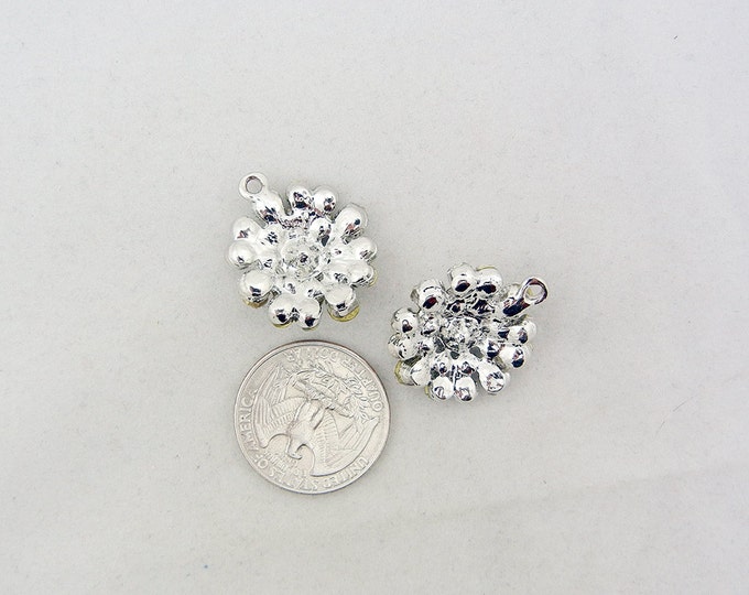 Pair of Clear Rhinestone Flower Charms