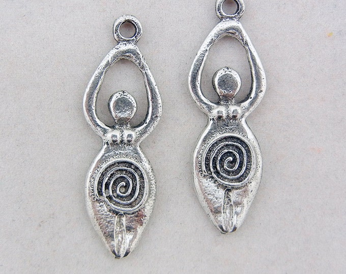 Pair of Pewter Celtic Goddess Charms