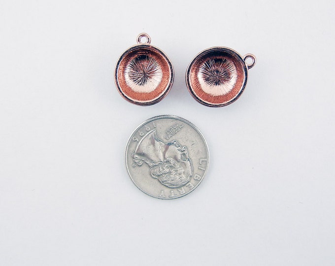 Pair of Copper-tone with Topaz Rhinestone Basketball Charms