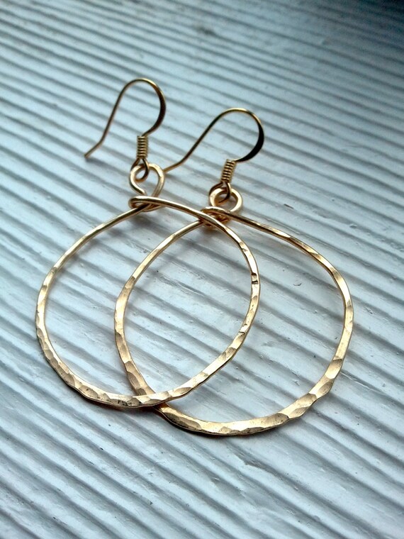 simple gold hammered hoop earrings by RisingDawnBoutique on Etsy