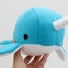 Handmade narwhal plush toy- Bubbles- blue soft fleece whale narwal plushie