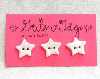Star Ceramic Buttons Stoneware with White Glaze