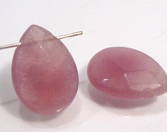 2 BEADS... Lavender Blush Candy Jade Faceted Briolette Gemstone Beads...18x13mm...BB