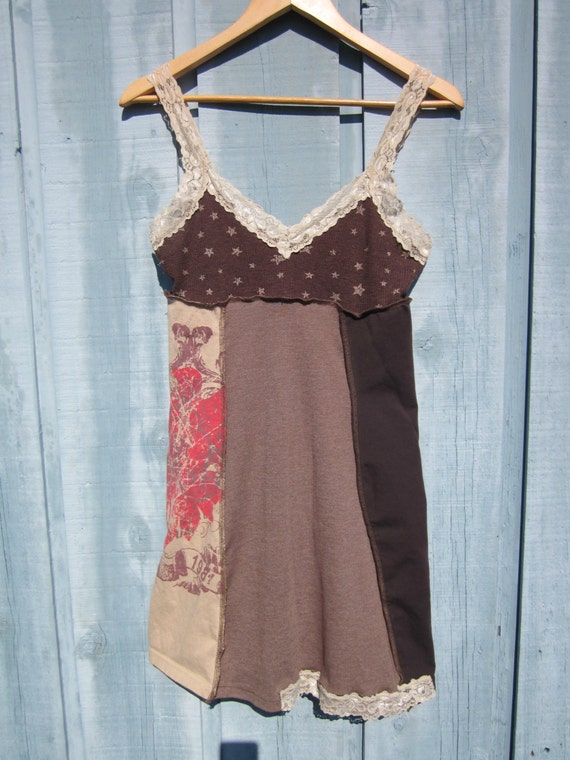 Babydoll Tank Top T Shirt Dress // Upcycled Empire Waist Panel