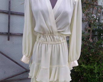 Vintage Grey Print Chiffon Oriental Dress Summer