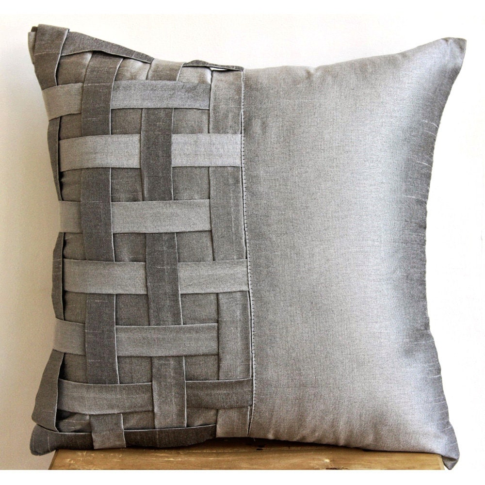 Designer Silver Grey Pillow Covers X Silk - ðzoom designer silver grey pillow covers x silk - ðzoom