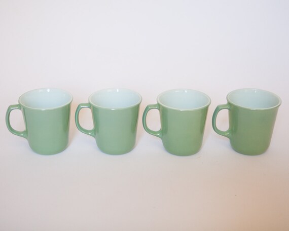 Set of 4 Rare Vintage Mint Green Pyrex Corning Ware Coffee