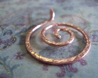 Copper Spiral Pendant, Copper Swirl Pendant, Hand Forged Copper