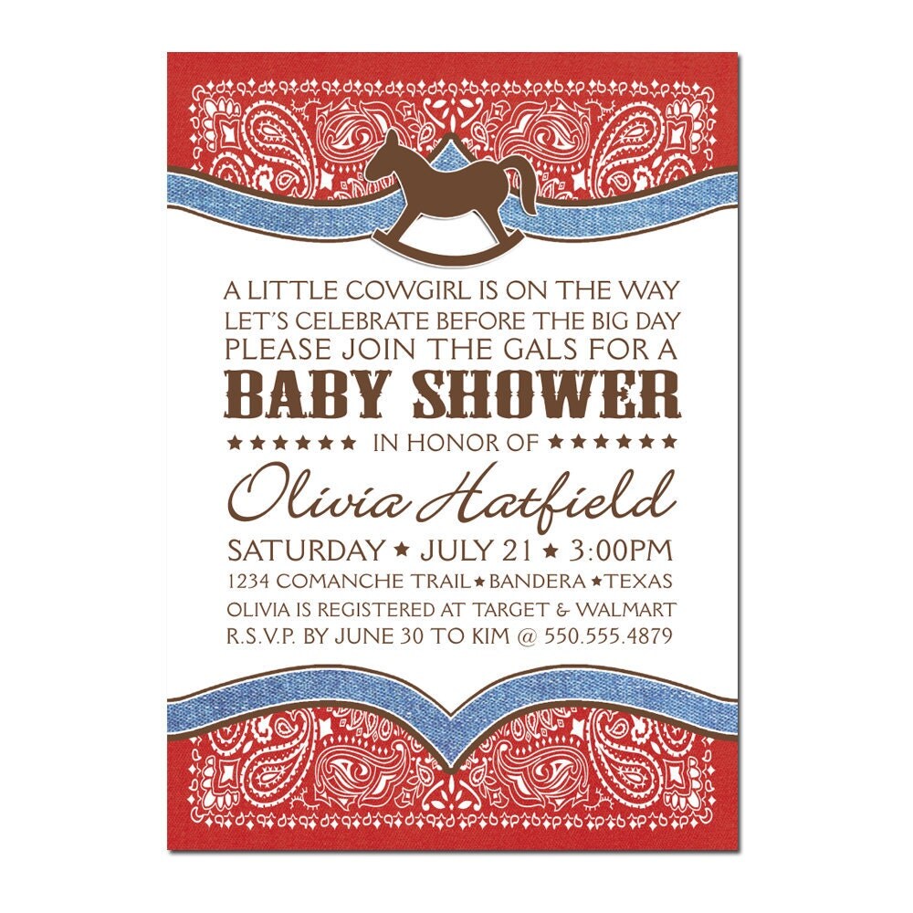 Cowboy/Cowgirl Baby Shower PRINTABLE PDF ONLY by TheInvitationWell