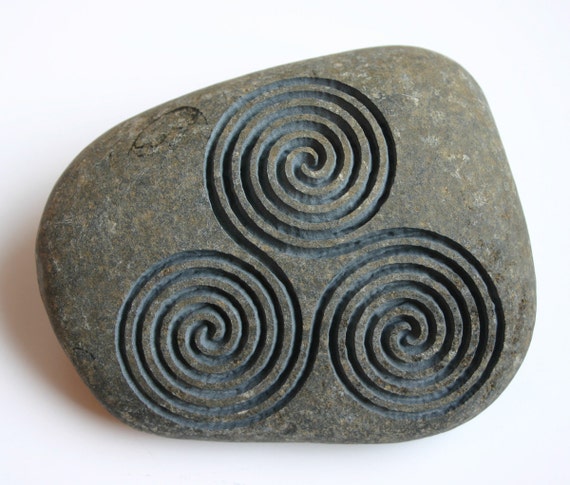 Newgrange Triple Spiral Engraved Grey Stone Female Power