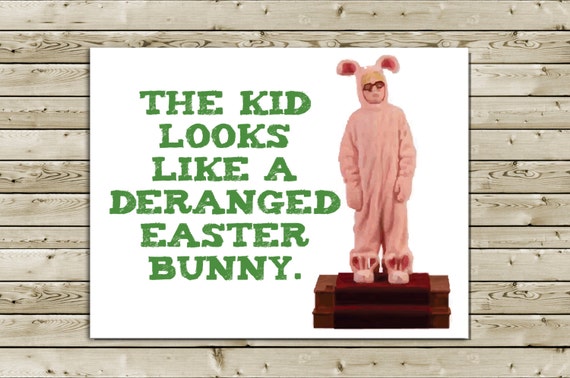 Items similar to A Christmas Story Bunny Suit Christmas Greeting Card &ndash; He looks like a