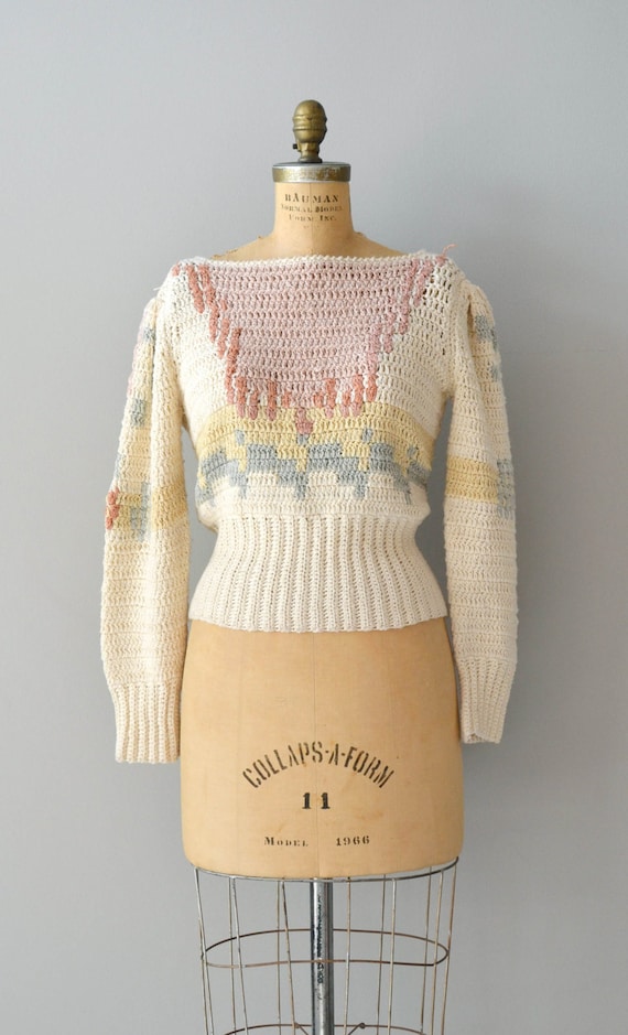 pastel sweater / hand knit sweater / Tenue silk sweater