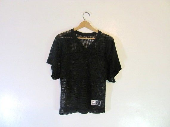 Vintage black mesh cropped football jersey by dirtybirdiesvintage