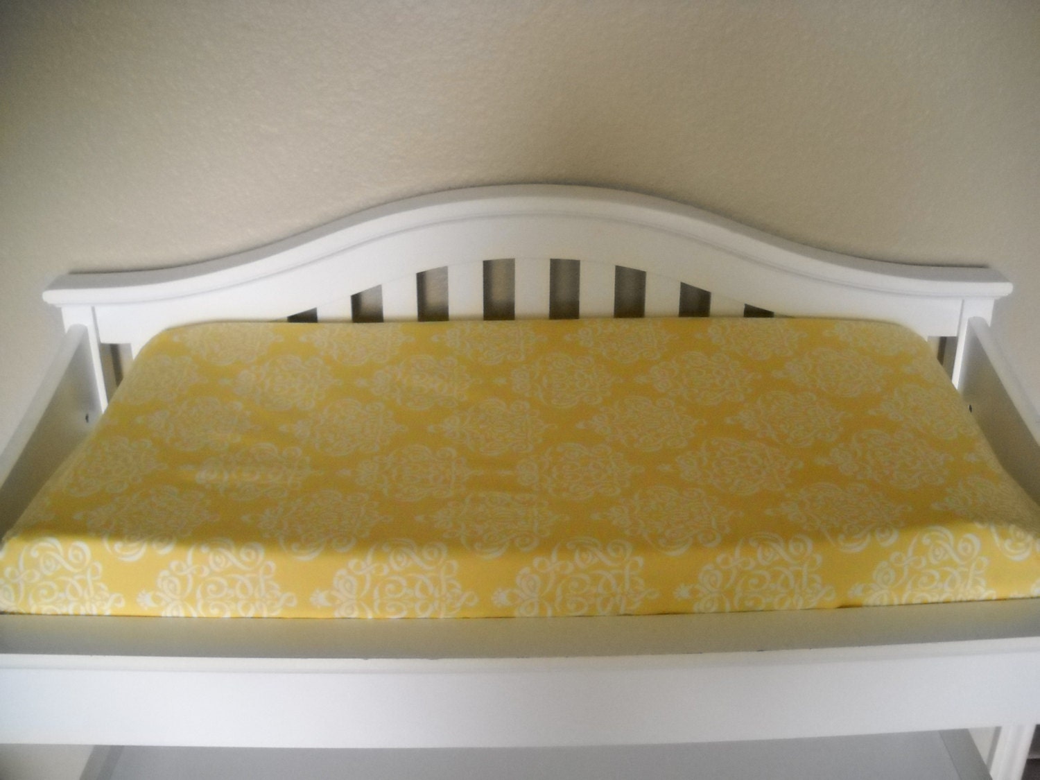 Changing Pad Cover Taza Yellow Gray Damask by CottageBelles