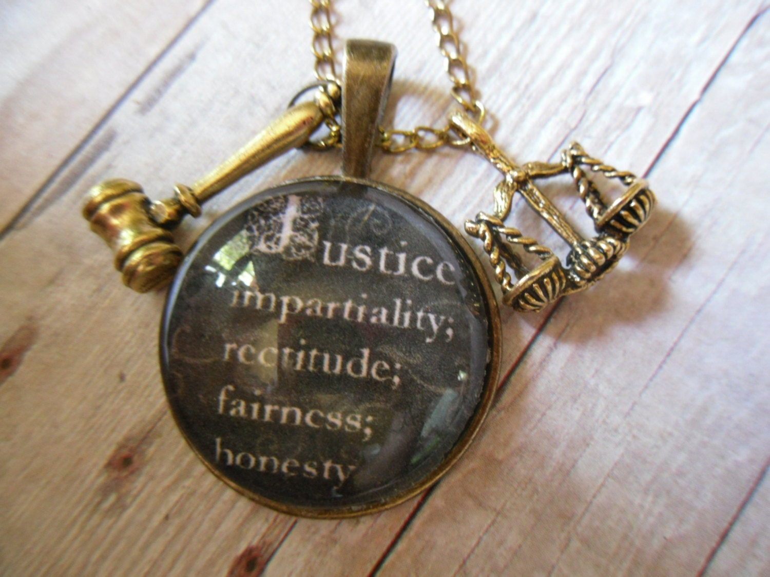 Law and Justice Pendant with Charms and Chain