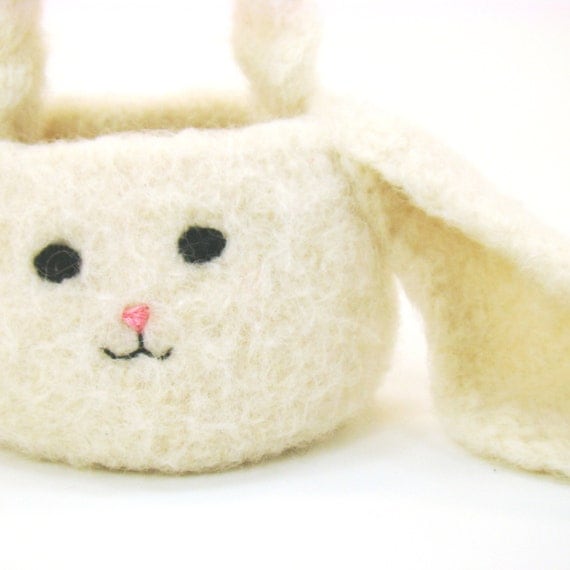 Rabbit Bunny Mini Easter Basket Felted Crochet Pattern PDF INSTANT DOWNLOAD