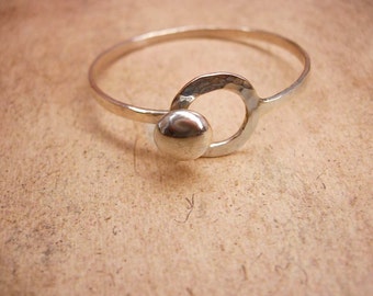 Signed Sterling Hammered Button Bracelet Parker Sterling Childs bracelet Modernist
